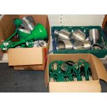 A quantity of Industrial style electric light fittings and ornamental bulbs.