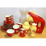 A Noritake daisy tea set with a cut crystal vase and other items.