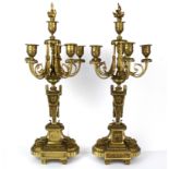 A pair of fine 19th century gilt bronze candelabra, H. 54cm.