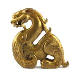 A Chinese gilt bronze figure of a dragon, H. 8.5cm.