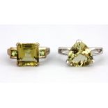 Two 925 silver citrine set rings (M & P.5).
