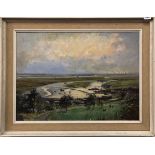 A framed oil on canvas of Leigh Marsh and Creek 1981 signed Constance Evelyn Fears (British 1895-