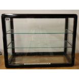 A shop glass display counter, size 60 x 46 x 30cm.
