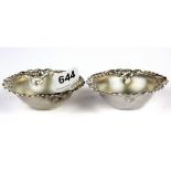 Two engraved silver dishes, Dia. 9cm.