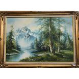 A gilt framed oil on canvas of a landscape signed Boren, framed size 105 x 75cm.