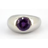 A 925 silver amethyst set ring, (P.5).