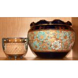 A Royal Doulton stoneware three handled bowl and a Doulton planter.