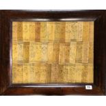 A framed collection of Indian erotic panels engraved and inked on bamboo, framed size 64 x 52cm.