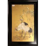 A framed Chinese embroidery on silk, together with two Chinese watercolours, largest famed size 82 x
