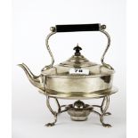A hallmarked silver kettle on stand, H. 22cm.