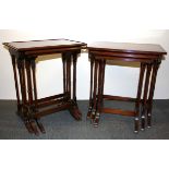 Two nests of mahogany wine tables, largest size 51 x 35 x 53cm.