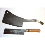 A Marples & Sons meat cleaver together with a larger bronze meat cleaver, longest L. 46cm.
