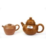 Two Chinese terracotta teapots, H. 14cm 8cm.