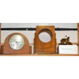 An Art Deco Garrard oak mantle clock and further oak case and clock movement.
