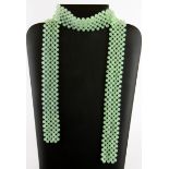 A complex jade bead scarf necklace, L. 94.5cm.