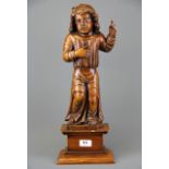 A 19th Century carved fruitwood religious figure, H. 50cm.