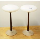 A pair of contemporary frosted glass table lamps, H. 35cm.