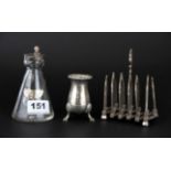 A hallmarked silver expanding toast rack, silver topped jug and a Mappin & Webb silver pot,