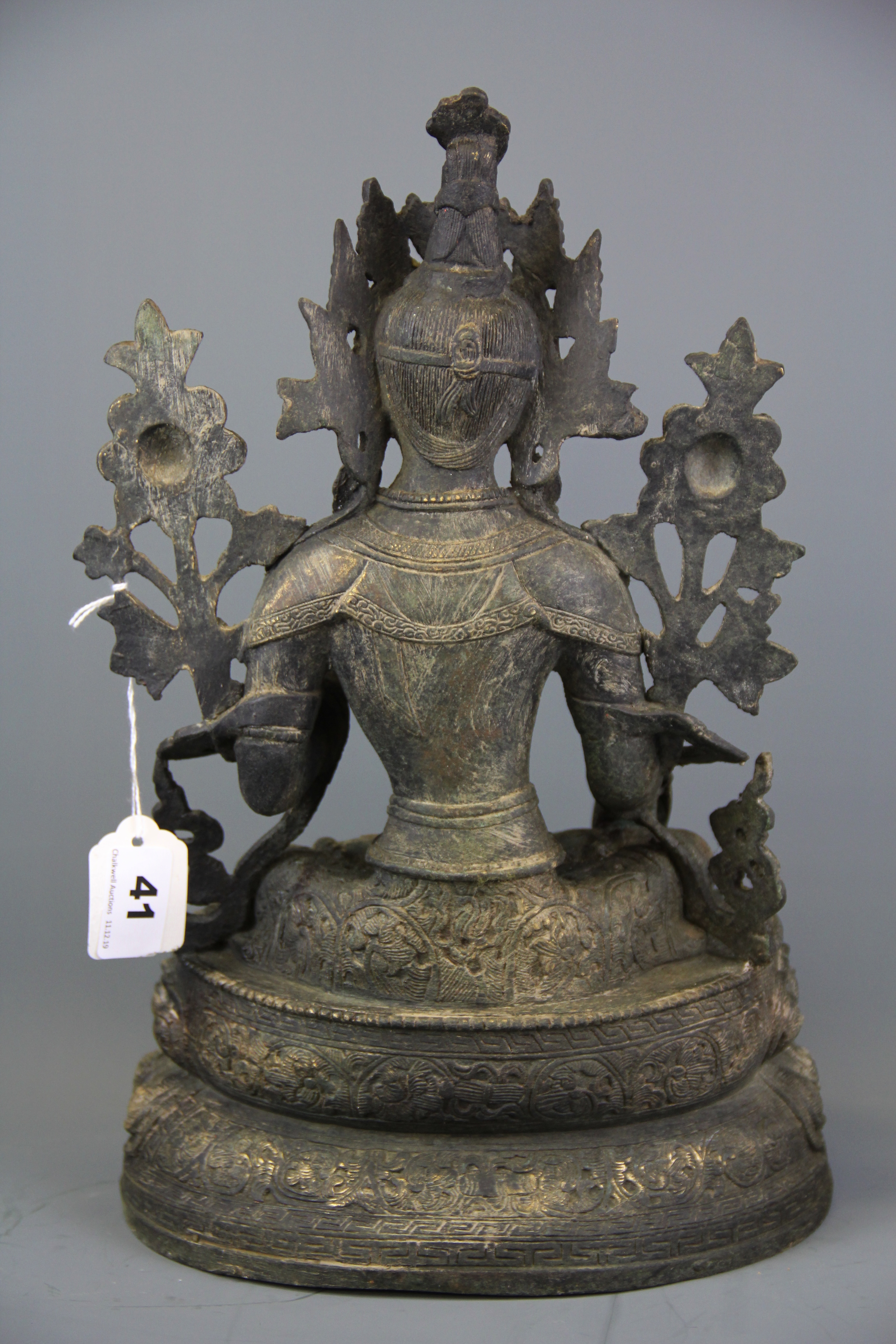 A Tibetan bronze figure of the seated Tara, H. 35cm. - Image 2 of 2