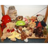 A group of soft toy animals.