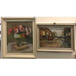 A framed oil on board still life signed W Lambert Bell and a further oil on canvas, largest framed