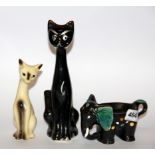 A group of three 1960's ceramic animals, tallest 20cm.