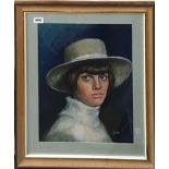 A framed 1960's pastel portrait signed Dawn, framed size 55 x 65cm.