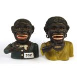 Two cast iron Negro money boxes, H. 16cm.