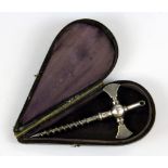 A Victorian boxed white metal champagne diffuser, L. 12.5cm.