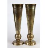A large pair of hallmarked silver bud vases, H. 28cm.
