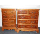 Two reproduction bird's eye maple veneered chest of drawers, largest size 63 x 73cm.