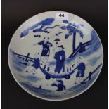 A Chinese hand painted blue and white porcelain plate, Dia. 26.5cm.