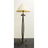 A contemporary wrought iron standard lamp, H. 155cm.