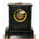 A 19th century French slate mantle clock, H. 33cm.