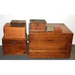 A quantity of vintage boxes, largest 42 x 34 x 27cm.