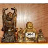 Four Chinese brass/bronze Buddha figures, tallest H. 13.5cm.