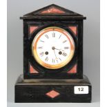 A 19th Century inlaid marble mantle clock by J. B. Yabsley of London, H. 27cm.