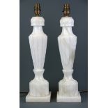 A pair of vintage onyx table lamps, H. 46cm.