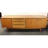 A 1970's Alfred Cox teak sideboard, size 200 x 46 x 76cm.