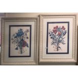 A pair of framed prints of flowers, framed size 62 x 80cm.