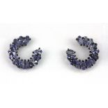 A pair of 925 silver earrings set with marquise cut tanzanites, L. 2cm.