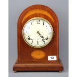 An Edwardian inlaid mantle clock, H. 32cm.