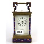 A cloisonne on bronze carriage clock, H. 16.3cm.