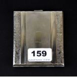 An Art Deco white metal cigarette case with engine turned decoration, size 9 x 8cm.