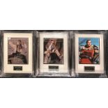 A group of autographed celebrity photographs including Jackie Chan, Harrison Ford and Charlton