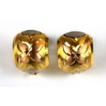 A pair of 22ct yellow gold (stamped 916) earrings, L. 1.2cm.