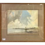 A framed watercolour of The Crowstone, Westcliff on sea, signed Constance Evelyn Fears (British