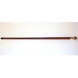 A brass handled sectional walking stick with hidden compass and bottle, L. 87.5cm.