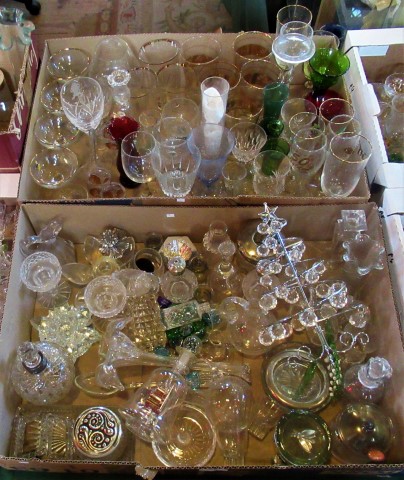 Two boxes of miscellaneous glassware and drinking vessels.