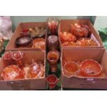 A large quantity of carnival glass, to include: vases, bowls, dishes and other related items.